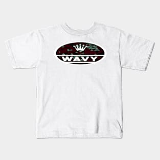 Wavy Badge Red Crystal Kids T-Shirt